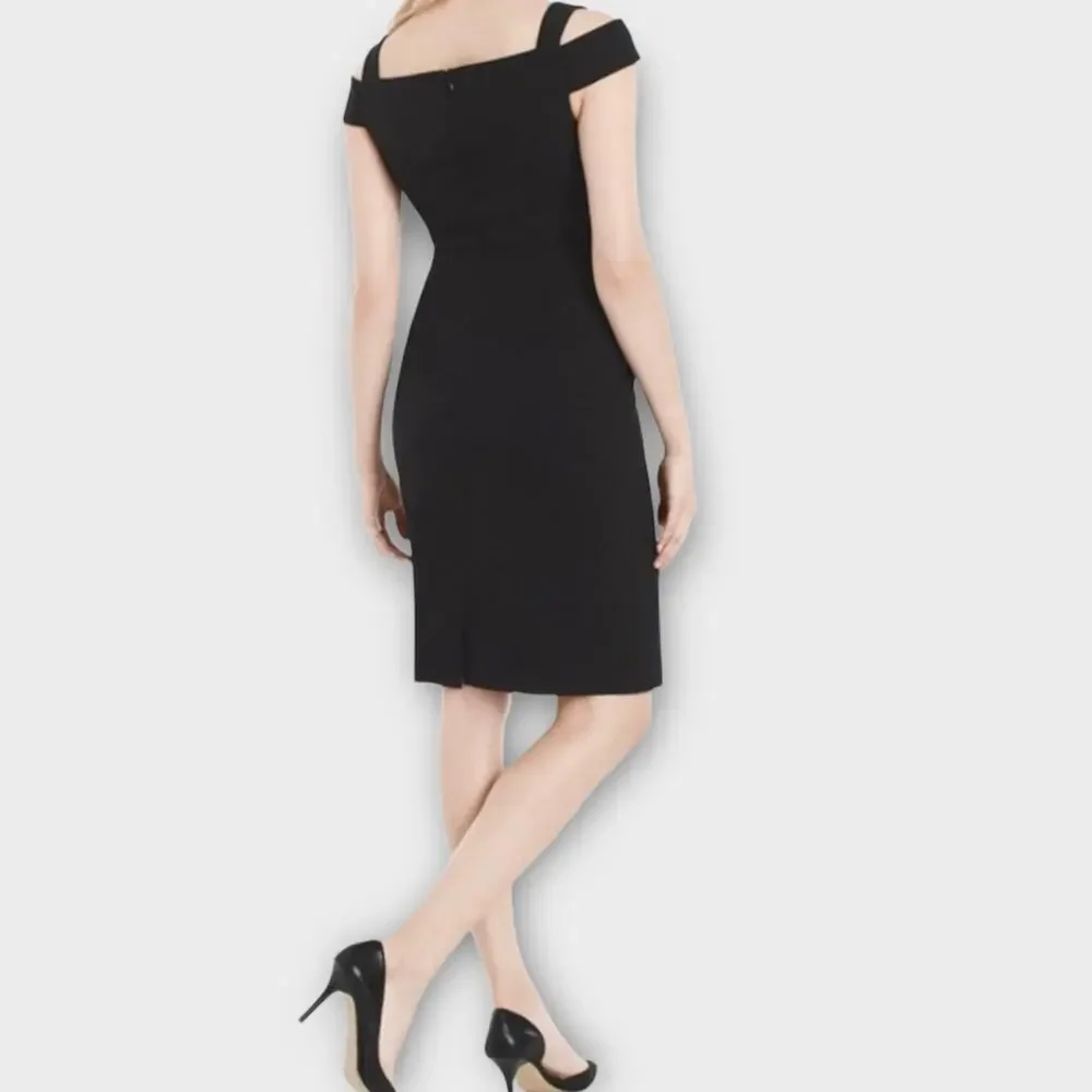 White House Black Market Open Shoulder black Dress Size 8 - Picture 2 of 10